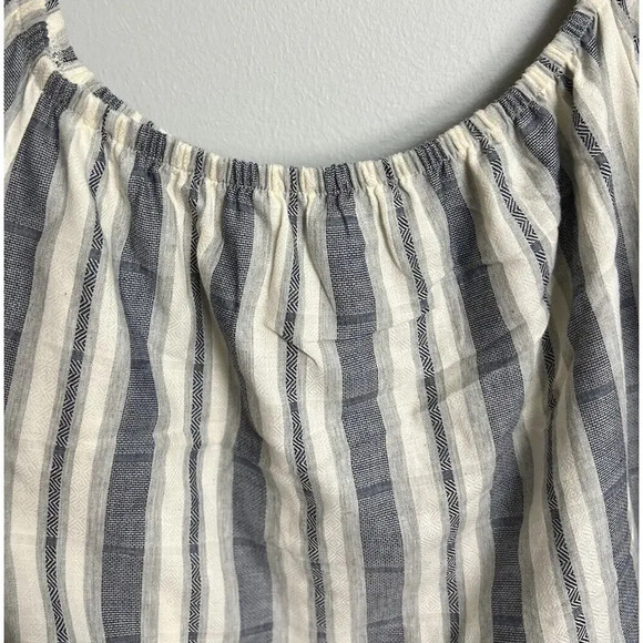 Lulu's Along the Tides Navy Blue Striped Off the Shoulder Boho Dress Size Medium - Picture 10 of 11
